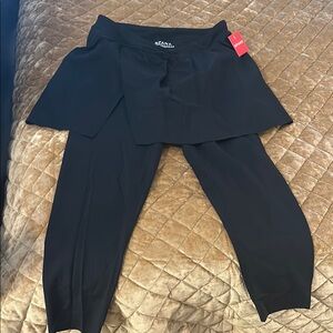 SPANX Black Cropped Ankle Pants with Layered Waist